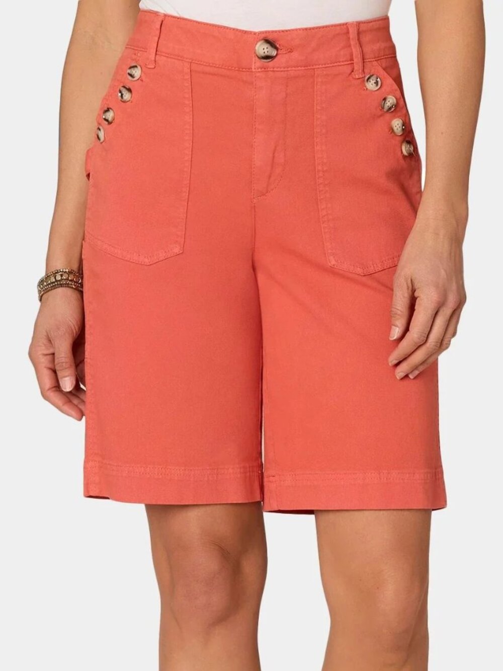 Democracy Ab Solution Skyrise Sailor Pocket Bermuda Shorts 4 Persimmon Red NWT